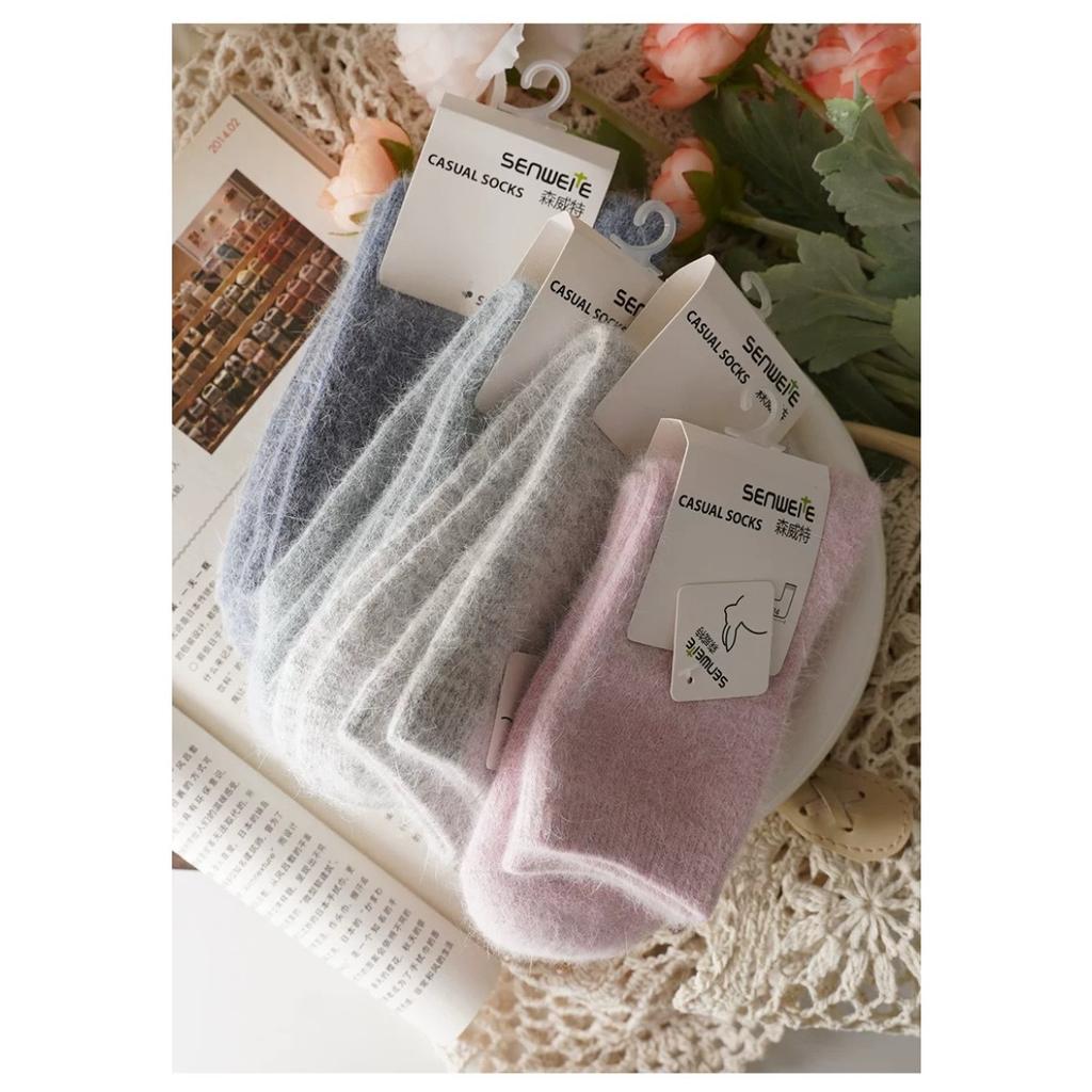 Jesień i Zima, Wełniane Skarpety, Skarpety Damskie, Skarpety Średniej Długości, Grube Skarpety, Ciepłe Skarpety, Miękkie Skarpety