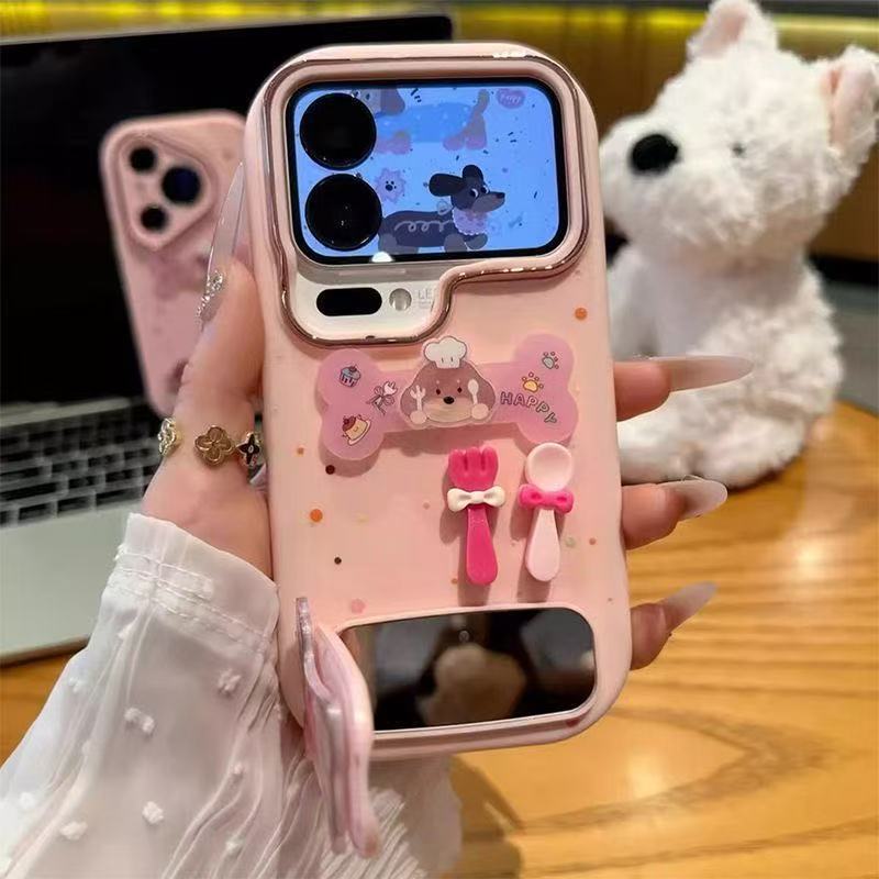 Tableware Puppy Is Suitable for Apple 17PROMAX Mobile Phone Case 15/16 Huawei Honor Mobile Phone Case All-inclusive Case.