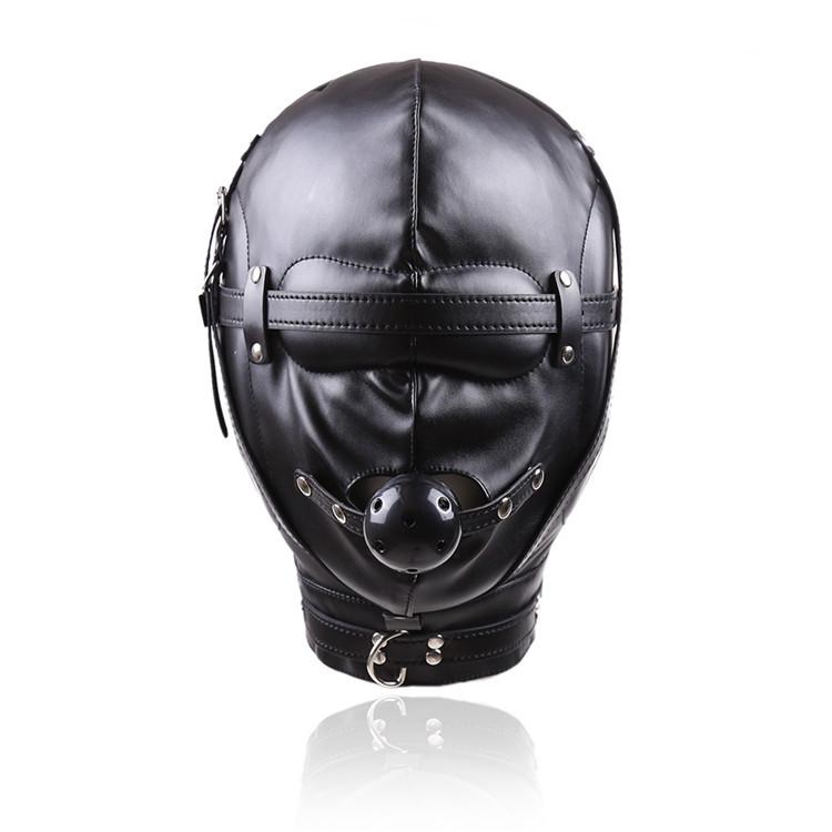BDSM Sex Mask Adult Toys Fetish Sex Toys Slave Headgearleather Mouth Ball PU Leather