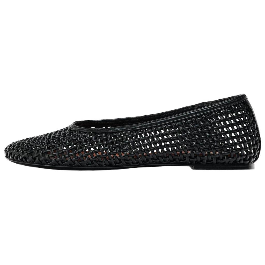 Zara Minimalist Elegant Woven Round Toe Flat Fashion Ballet Casual Shoes Women Flats Black 12524510800