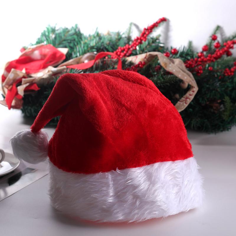 Light Up Christmas Hats Santa Claus Hats With LED Lights Christmas Party Hats Short Plush Christmas Holiday Hat For Kids &