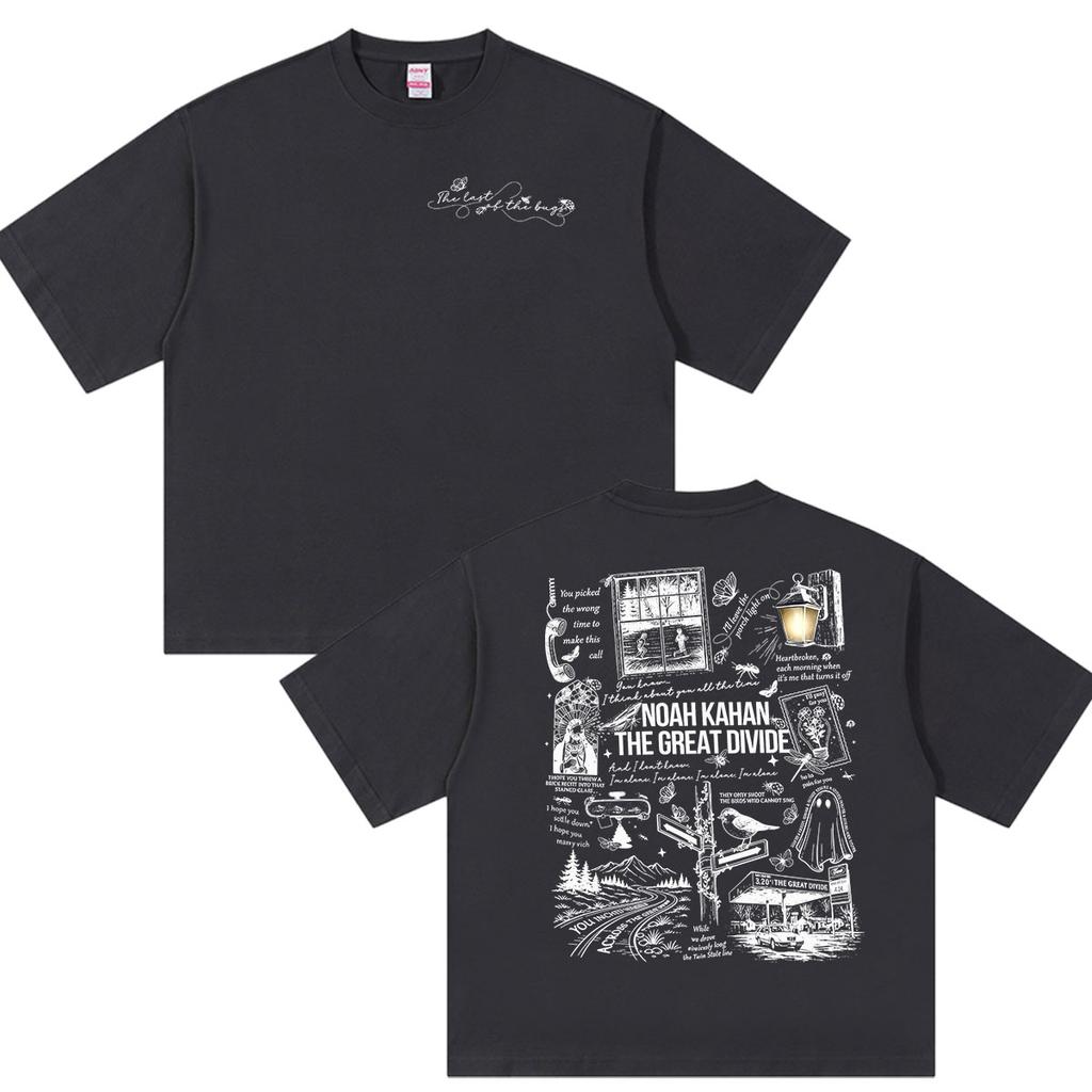 Noah Kahan The Great Divide Tour 2026 Double Sided Print Tee Shirts Unisexs Casual Fashion Cotton Short Sleeve Tshirt Streetwear