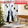 Set aus 2 flachen Druckvorhängen ohne Stange Design mit Katzen-Silhouette Neujahrsfest Beliebte Vorhänge Polyester Einfach herzustellen