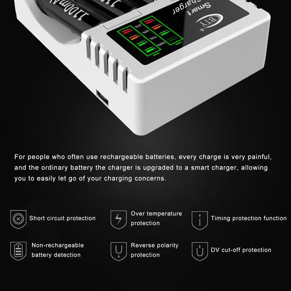 Stable LED Indicator Portable Intelligent Battery Charger Adapter Fast Charging Dock 4 Slot
