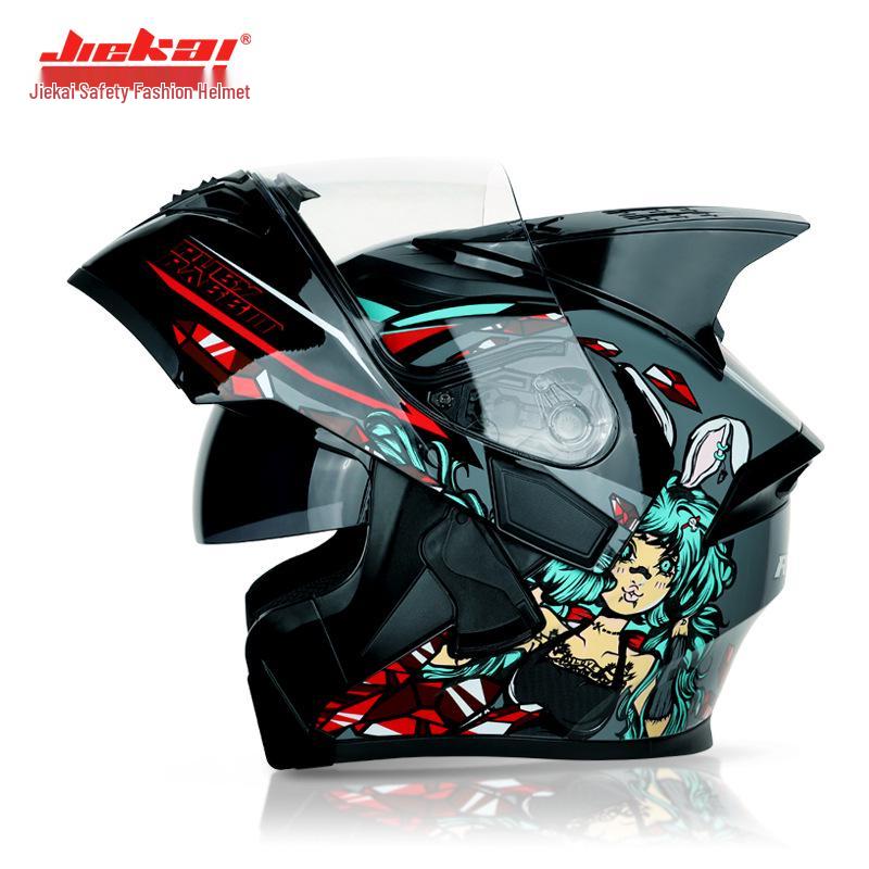 Jiekai DOT Standard Flip-up Double Visor Men's All-Season Motorcycle Helmet