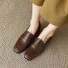 Women's Soft Leather Loafers 2025 Spring Autumn Soft Slip On Chunky Heel Versatile Loafers for Women British Style Shoes