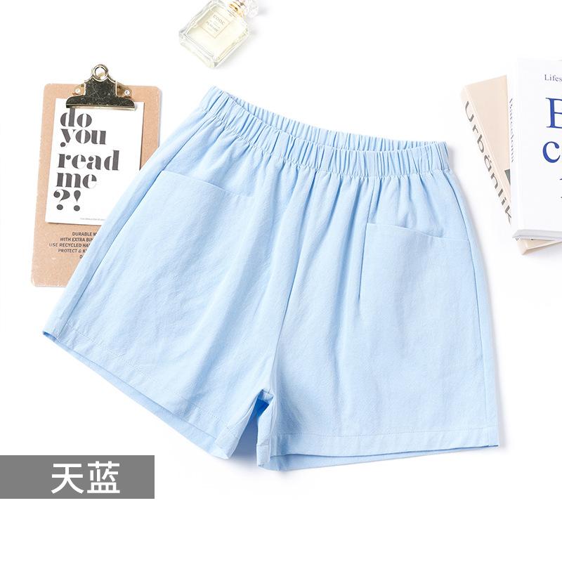 Spring and Summer New Cotton and Linen Shorts Women's Outer Wear Thin A- Shown Wide Leg High Waist Slimming Plus Size Loose Casual Shorts for Women