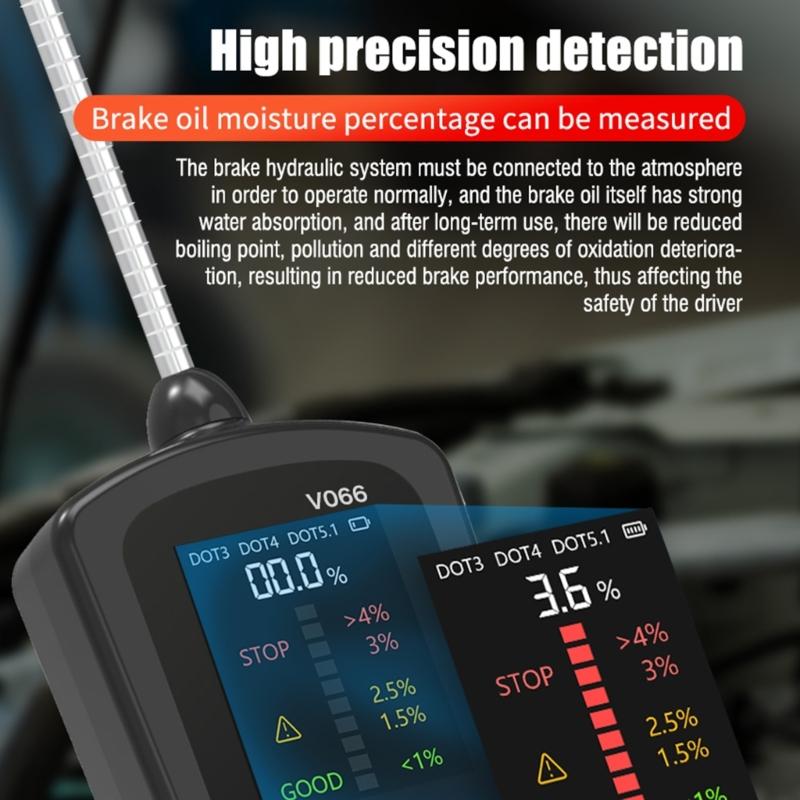 Brake Fluid Tester Car Brake Liquid Digital Tester Fit for DOT3 DOT4 DOT5.1 Accurate Oil Quality Check Sound Light Alarm