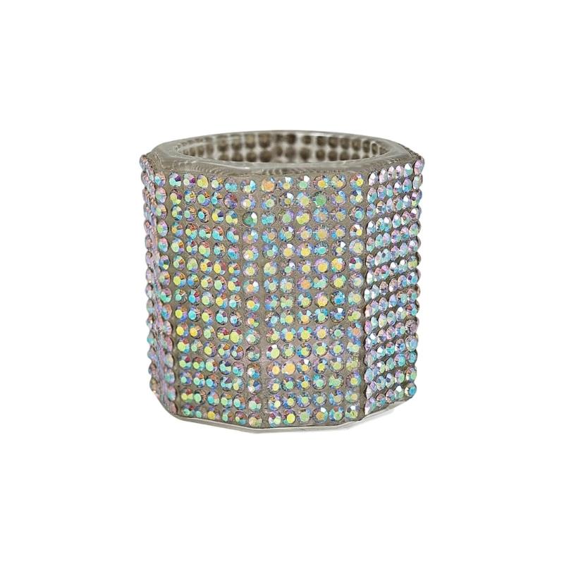 

Multifunctional Nail Art Cup With Rhinestones Decoration For Brush Cleaning And Jewelry Display Delicate Appearance срібний
