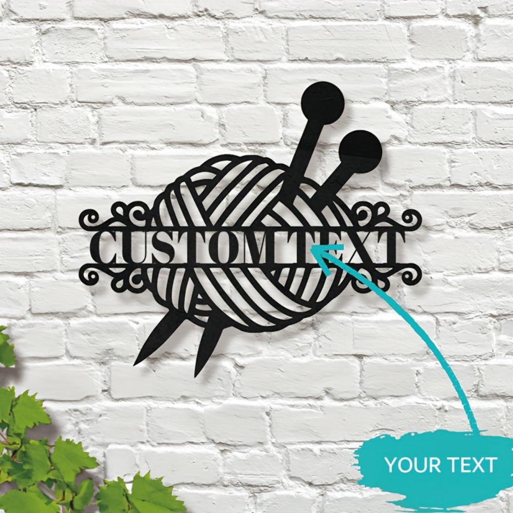 Custom Metal Wall Art Sign Personalized Gift for Knitting Crochet Lovers Home Decor