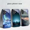 Lake Aurora Ice Surface For iPhone 17 Air 16 E 15 Plus 14 Pro Max 13 12 Mini 11 5 6 7 8 Plus XR XS Max SE Black Glass Phone Case
