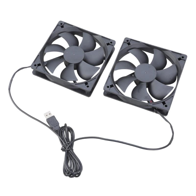 12cm USB Powered Double Cooling Fan 5V for Electronics and Pet Houses with Oil Bearing 1400RPM