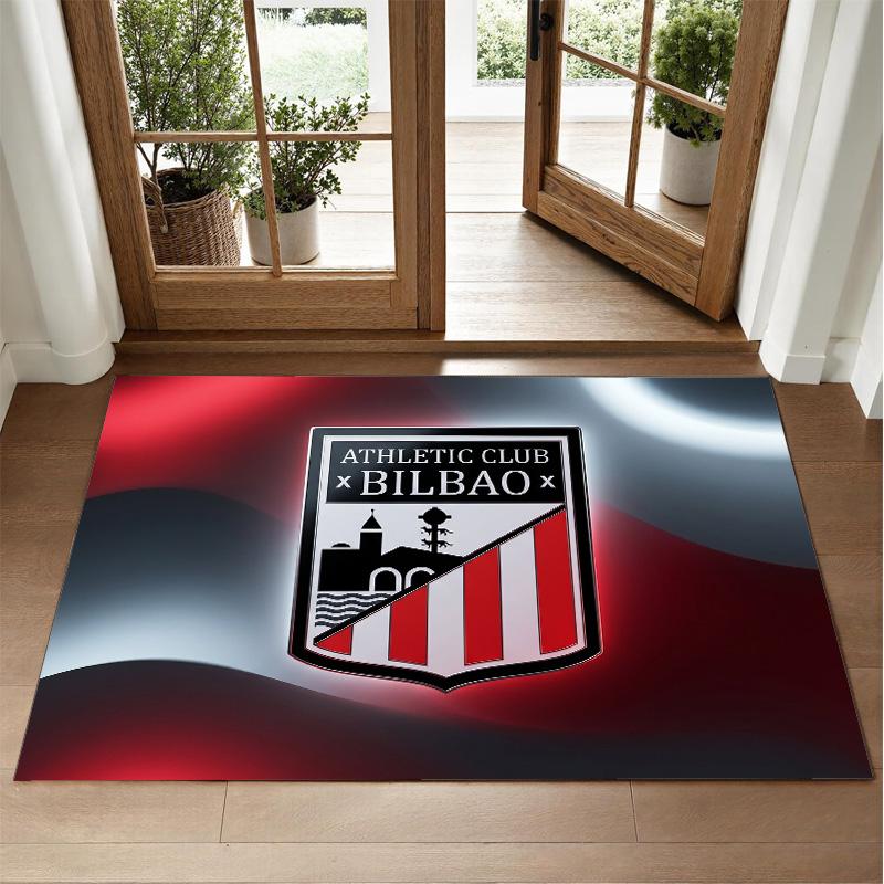 Athletic Bilbao Football Design Crystal Velvet Rug Soft Decorative Mat for Bedroom Entrance