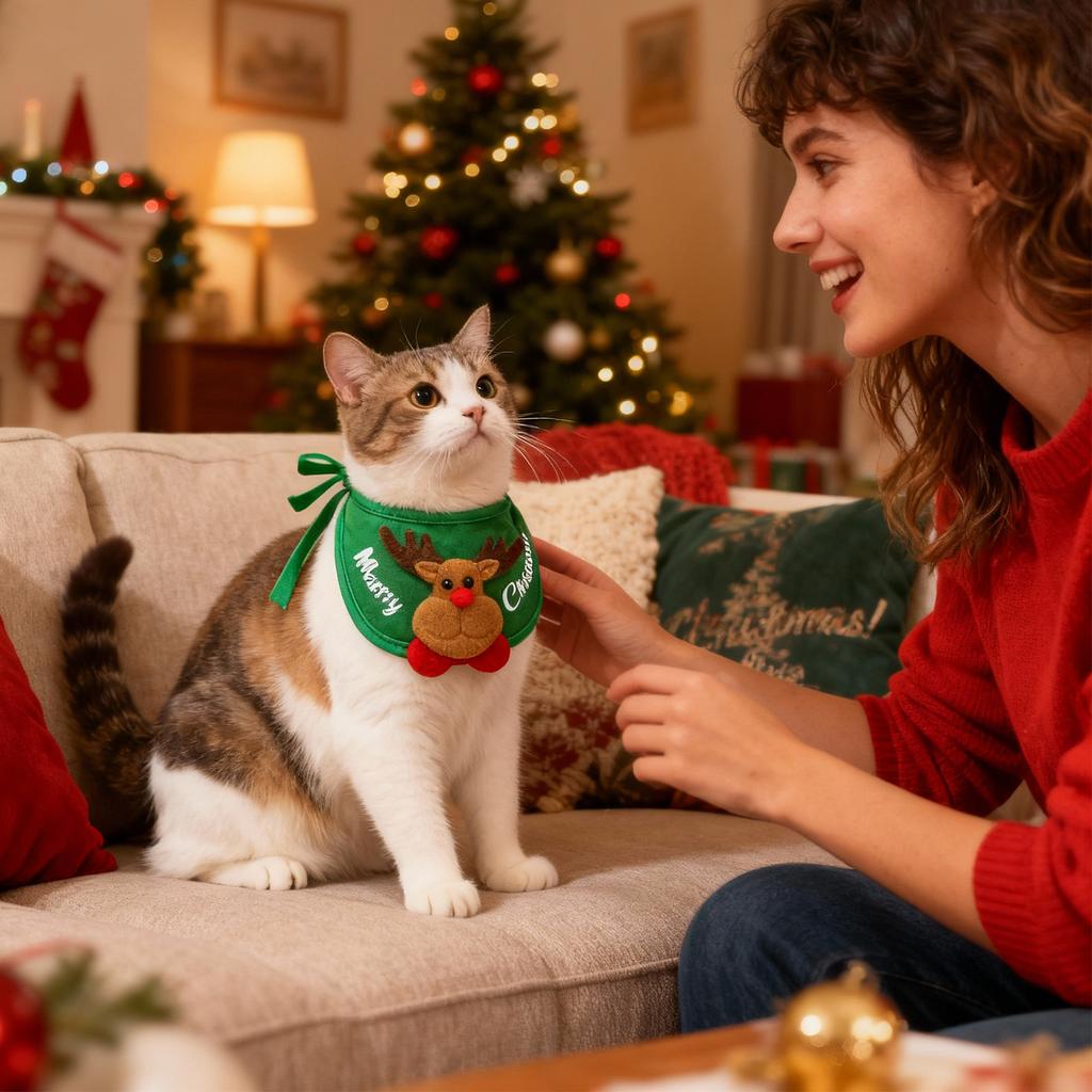 ChristmasPet Costume Set - Dog Santa & Christmas Tree Hat With Bib, Festive Holiday Outfit For Small Animal