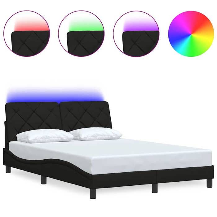 VidaXL Bed Frame with LED Without Mattress Black 120x200 Cm Fabric 3310659