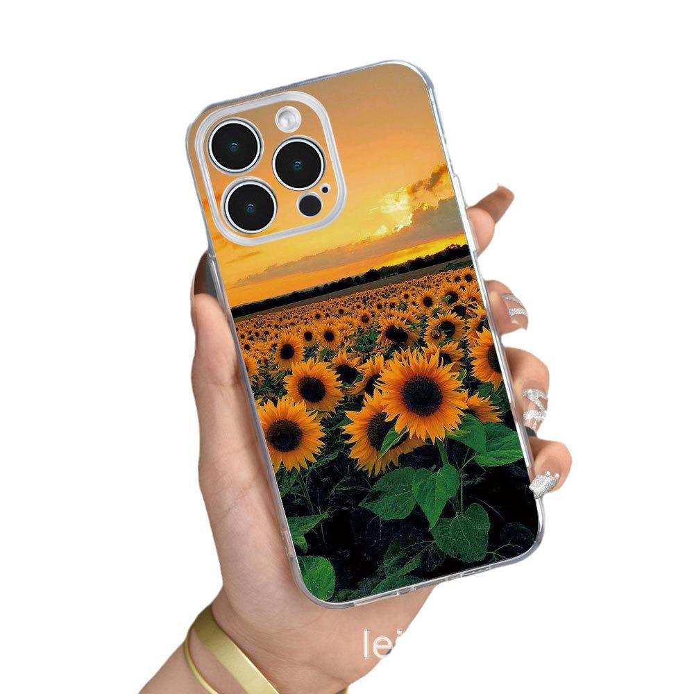 

Чехол для iPhone 15 с рисунком подсолнуха и защитой от падений iPhone 11 прозрачный