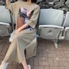 Vestido de Verano Talla Grande Estilo Coreano Vestido Camiseta Larga Estampada de Mujer Manga Corta Suelto Casual