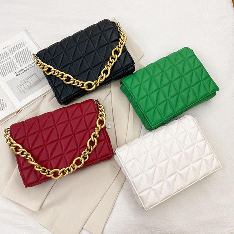 Soft Gold Metal Chain Pu Leather Armpit Retro Shoulder Small Square Bag Top Quality Luxury Brand Crossbody Bag For Woman