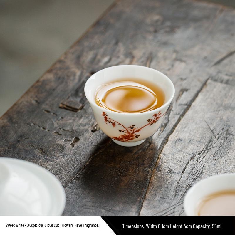 Gold Thread Porcelain Gongfu Tea Cup - Traditional White Ceramic for Home Use