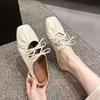 French bow silver bag head slippers women's 2025 spring and summer models with skirts flat soft bottom folds Mary Jane half drag