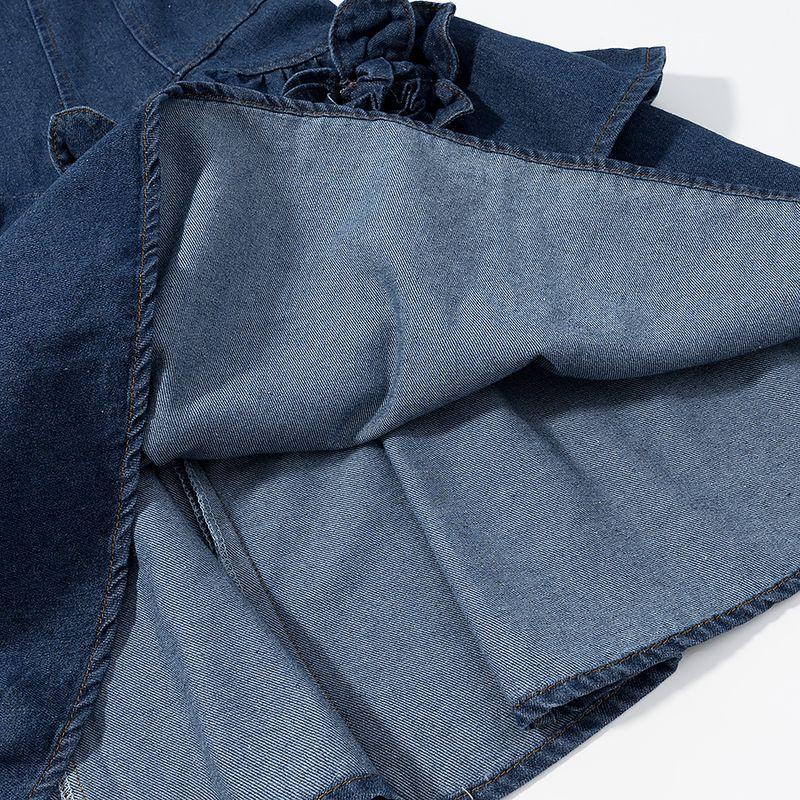 Kaslead New Women Clothes Western Style Fashion Simple Short Flower Demin Dress