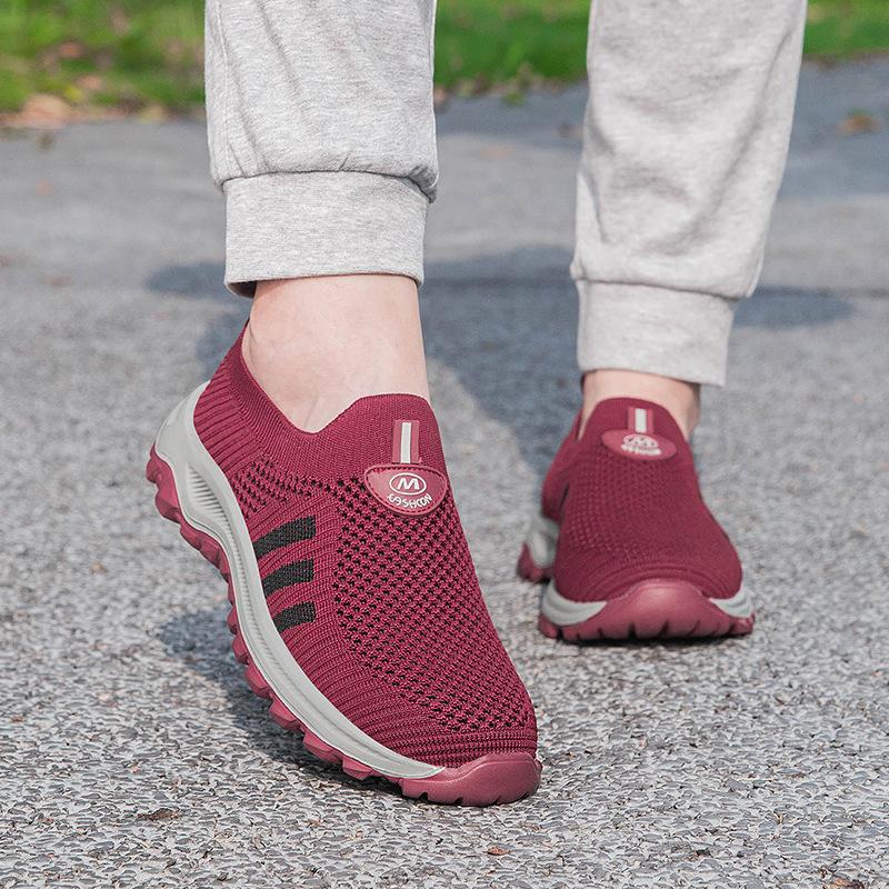 Genuine Foot Shoes Women's Summer New Breathable Middle-aged and Elderly One-pedal Non-slip Soft-soled Mother Shoes Casual Sports Shoes