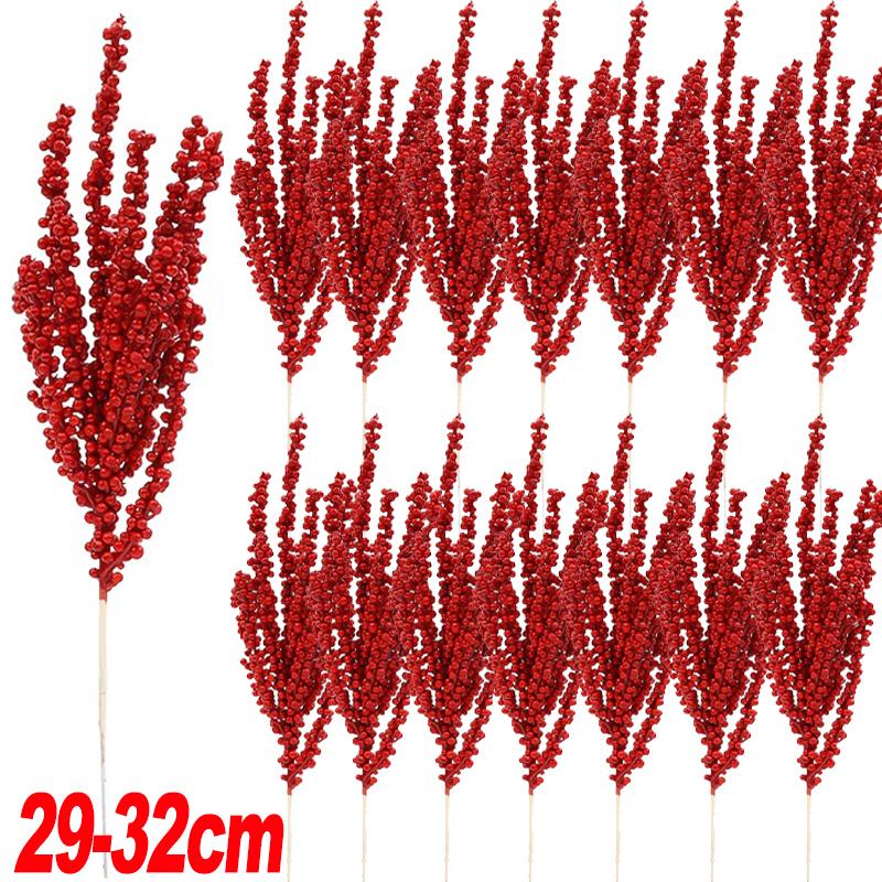 

Multi-headed Christmas Simulation Red Berries Red Berry Stems Artificial Festive Christmas Decor Winter Holiday Xmas Tree Decor 1PC красный