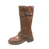 Retro Western Cowboy Boots Women's Long Boots Square Head High Knight Boots Zhao Zhaoyi Same Maillard Short Boots