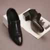 Fashion High End Men's Banquet Dress Shoes High-heeled Pointed Office Business Leather Shoes Classic Brown Men's Leather Loafers