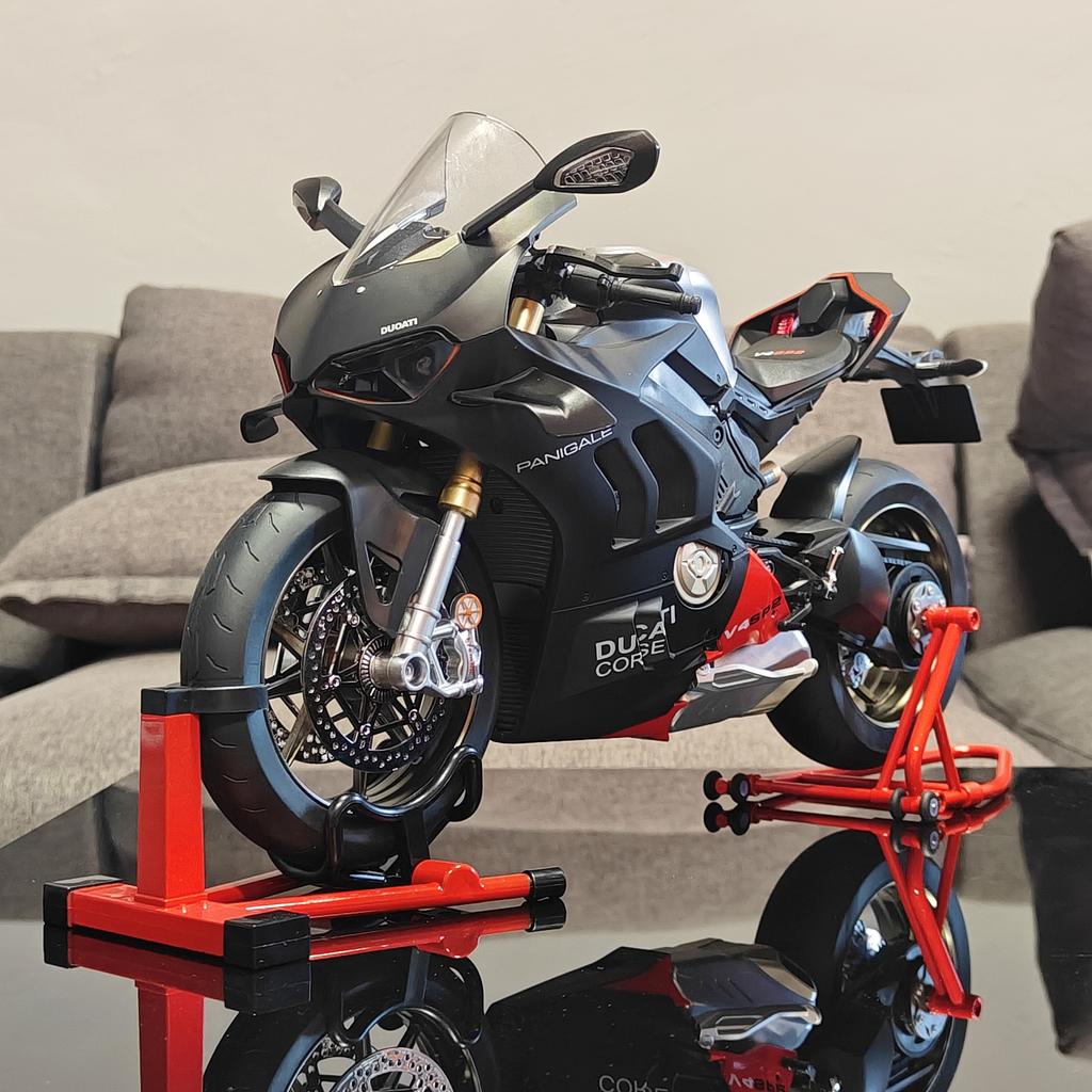 1/6 Ducati V4SP2 Rennmotorrad Legierung Druckgussmodell Dynamischer Kupplungsornament Spielzeug für Jungen Geburtstagsgeschenk für Freunde