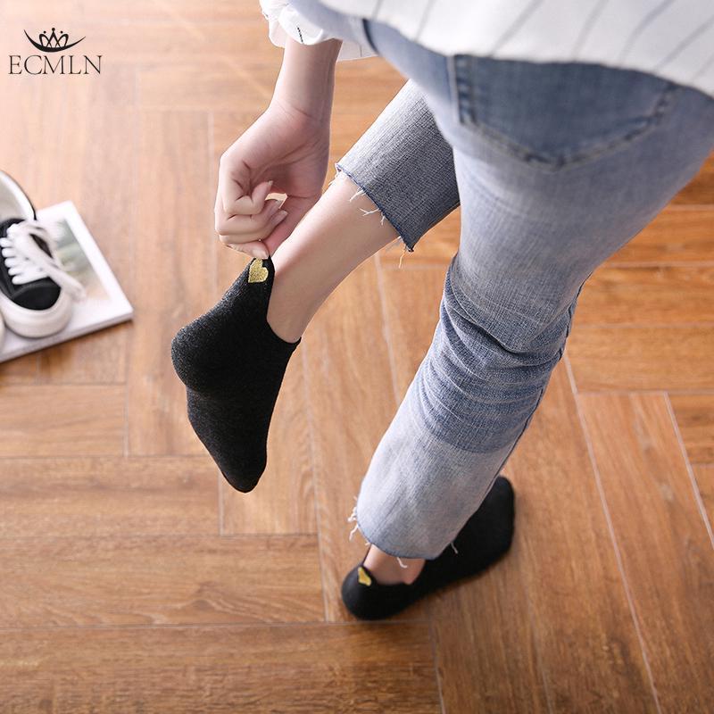 4 perechi Lot șosete de bumbac pentru femei, culoare noutate, fete, drăguț, brodat cu inimă, casual, amuzant, șosete la gleznă, pachet