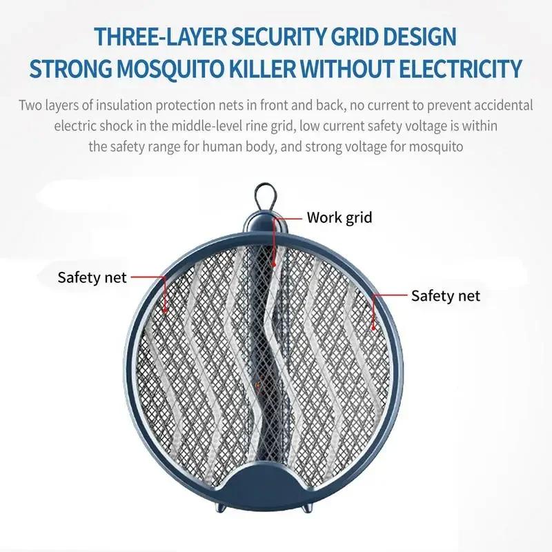 2-in-1 Electric Mosquito Swatter Mosquito Killer USB Rechargeable Angle Adjustable Electric Bug Zapper Fly Bat Insect Swatter
