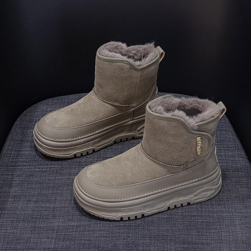 Thick-soled Snow Boots Women's 2025 Winter New Casual Fashion Thickened Velvet Short Boots Cold-proof Female Student Fluffy Boots