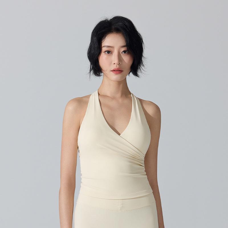 

Women s Shockproof Halter Backless Yoga Top with Chest Pads - Sports Vest and Training Camisole S