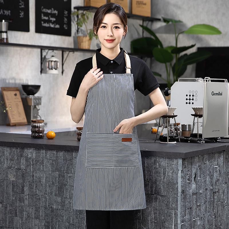 Striped Halter Neck Work Apron for Catering