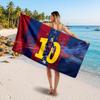 Asciugamano da Spiaggia Personalizzato Lionel Messi, Stampa Testo Nome Personalizzato, Asciugamano Morbido Asciugatura Rapida con Logo Calcio, Regalo per le Vacanze
