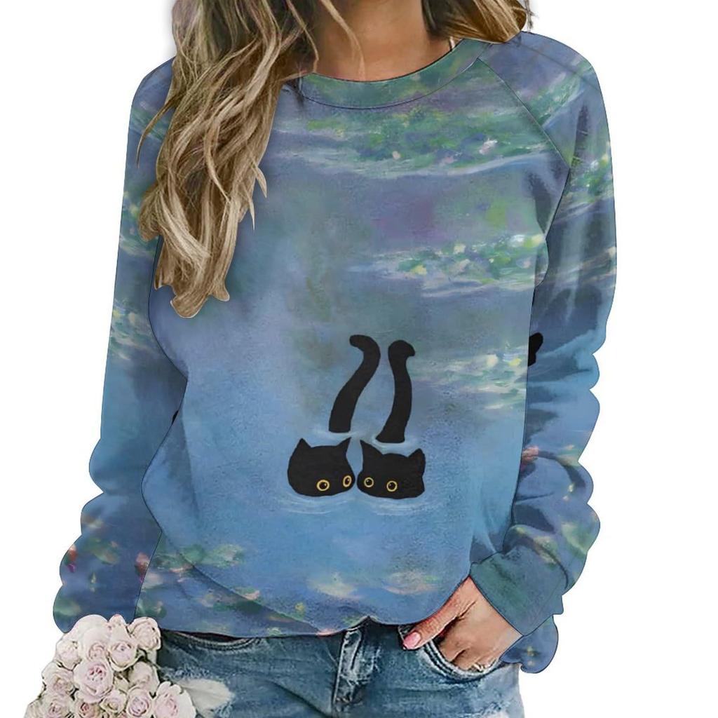 Cute Cat Floral Sweatshirts Flower 3D Print Women New O-Neck Hoodies Casual Streetwear Pullovers Harajuku Top Woman Clothing