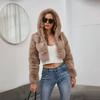 Y2k Streetwear Women Autumn Winter Faux Fur Coat Hooded Cropped Jacket Fur Coat Long Sleeve Cardigan Soft Tops Vintage Harajuku