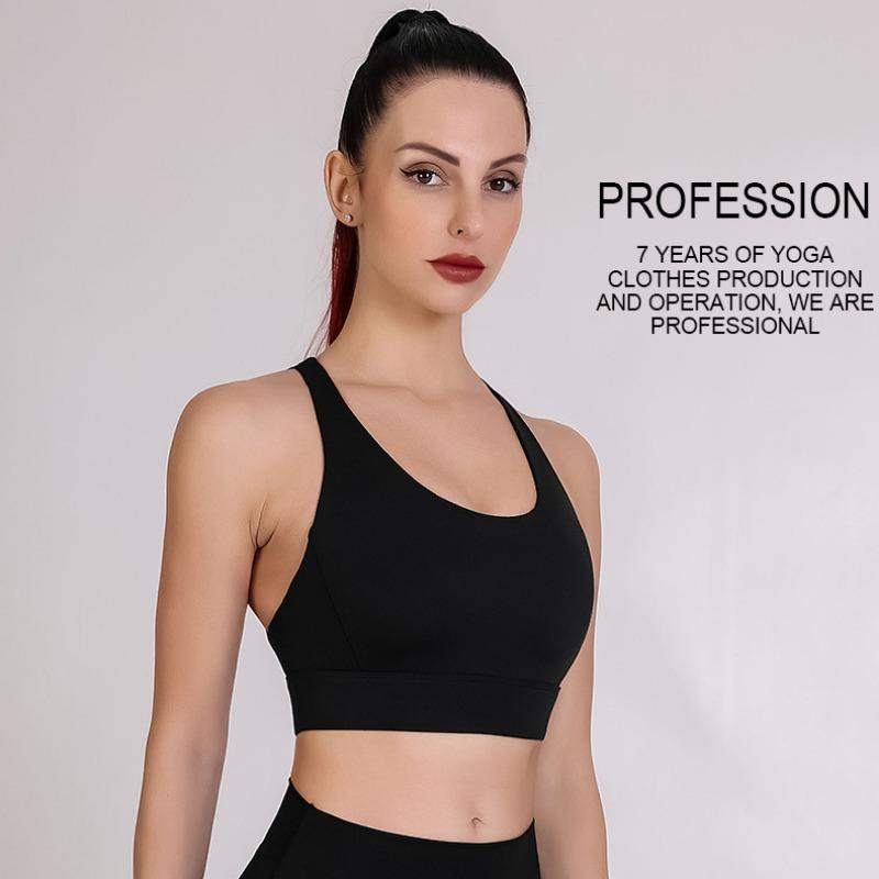 Spring and Summer European and American New Cross -beauty Back Naked Yoga Text Double -sided High Bombs Gathered Sports Underwear