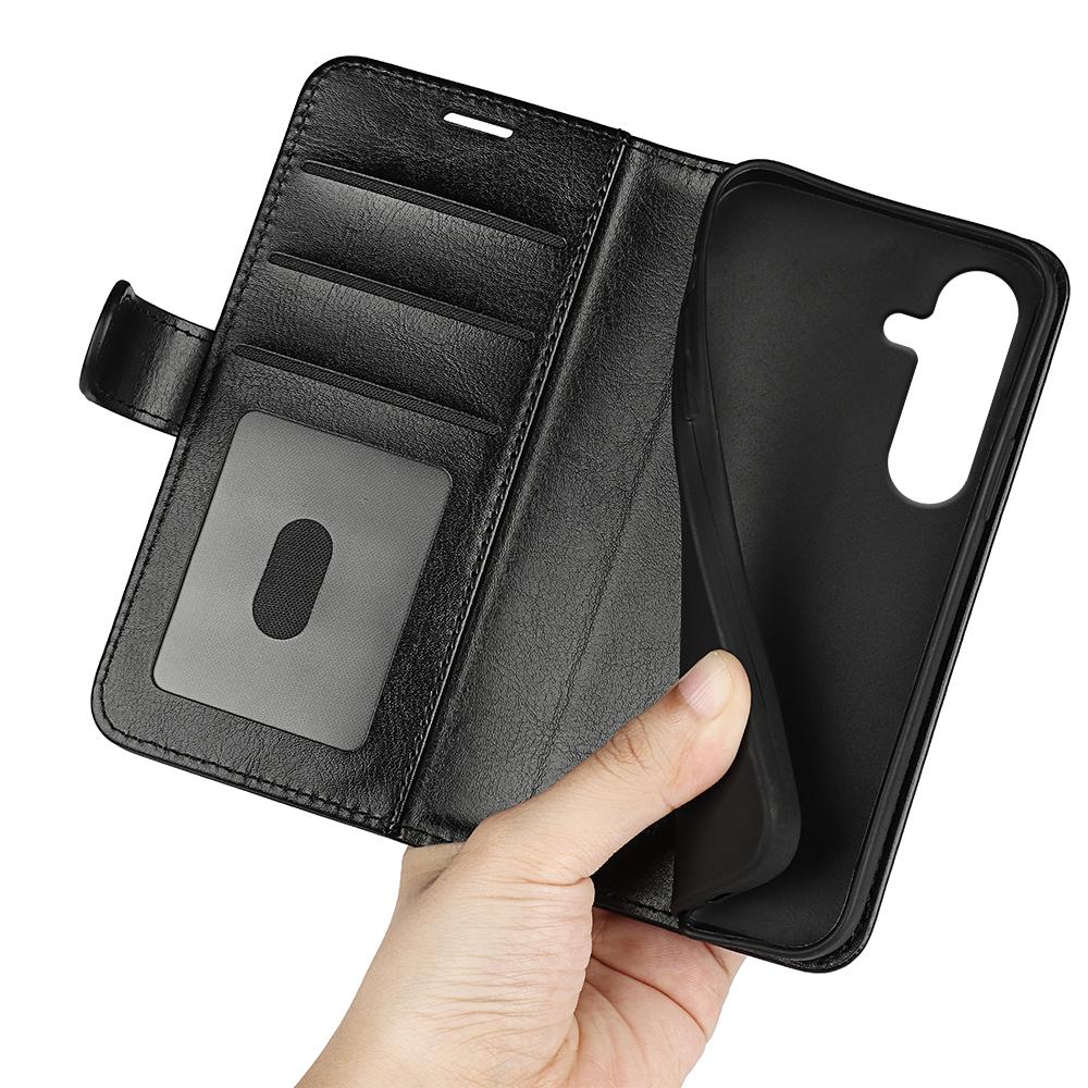 Dla Samsunga Galaxy S25 Etui Portfelowe Tekstura Crazy Horse Stojak Skórzany Pokrowiec na Telefon