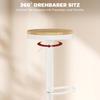 Bar Stool Set of 2, Height-Adjustable 360 degrees Swivel Bar Stool with Steel Frame Footrest 38.5x38.5x60-80 cm Natural Wood+White