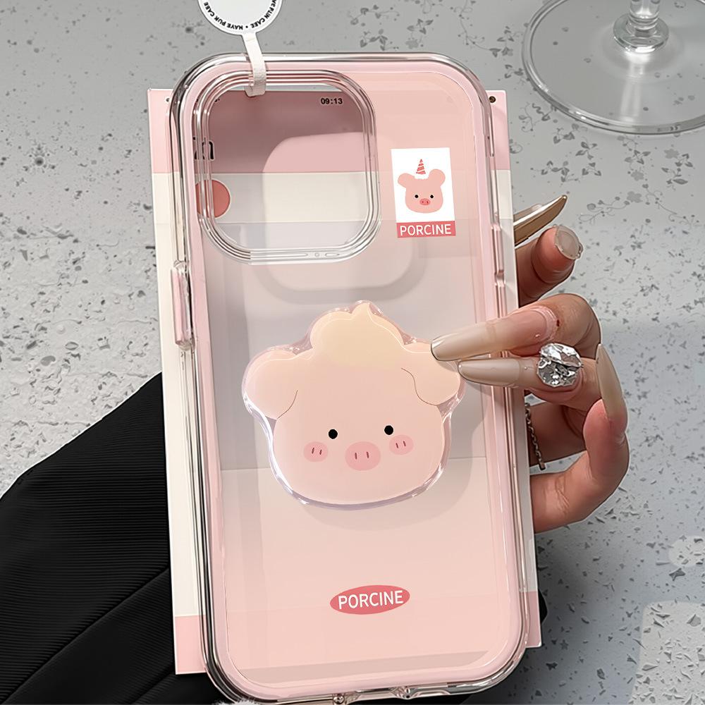 Cute pink pig West Highland is suitable for iPhone17ProMax transparent mobile phone protective case 16/15 simple niche
