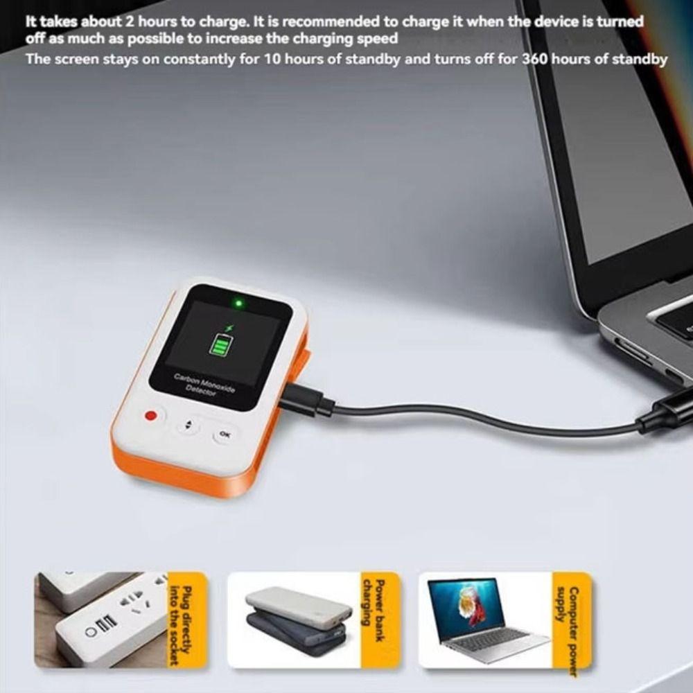 Rechargeable CO Detector Alarm High Definition Air Quality Monitor Carbon Monoxide Detector  Garage