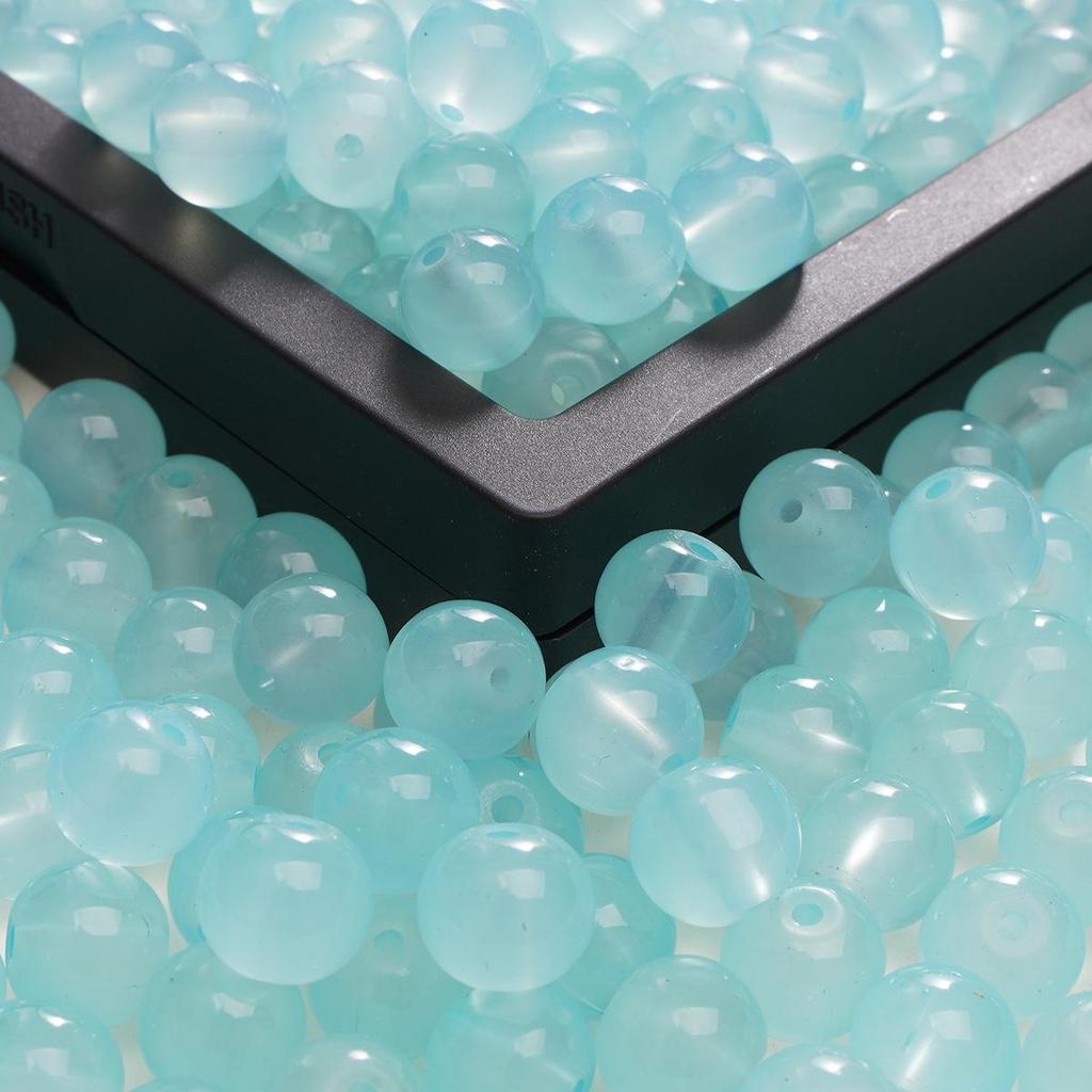 6mm Enfärgade Imitation Jade Glaspärlor för DIY Smyckestillverkning