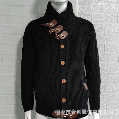 Men's Knitted Sweater Coat For /Winter High-Neck Button-Up Oversized Fit European & American Fashion Sweater For Men