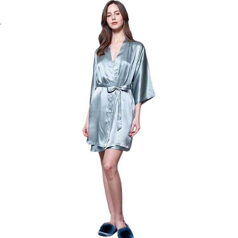 Sijie 2026 New Silk Camisole Nightgown And Robe Two-Piece Set, Women's Wedding Nightwear, Minimalist Pure Sleepwear, Loungewear