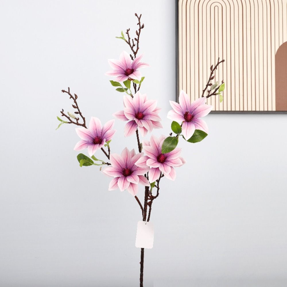 Real Touch Artificial Magnolia Branches Floral Art Fake Flower Living Room Desktop