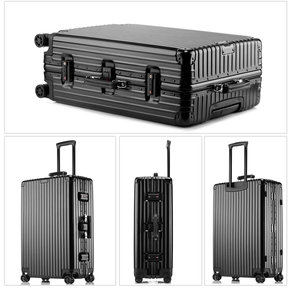 Suitcase Aluminum Frame Lightweight Carry Case Shockproof Carry Case Carry Bag Popular Large TSA Lock Quiet Travel Business Suitcase 1608 [lanbao]