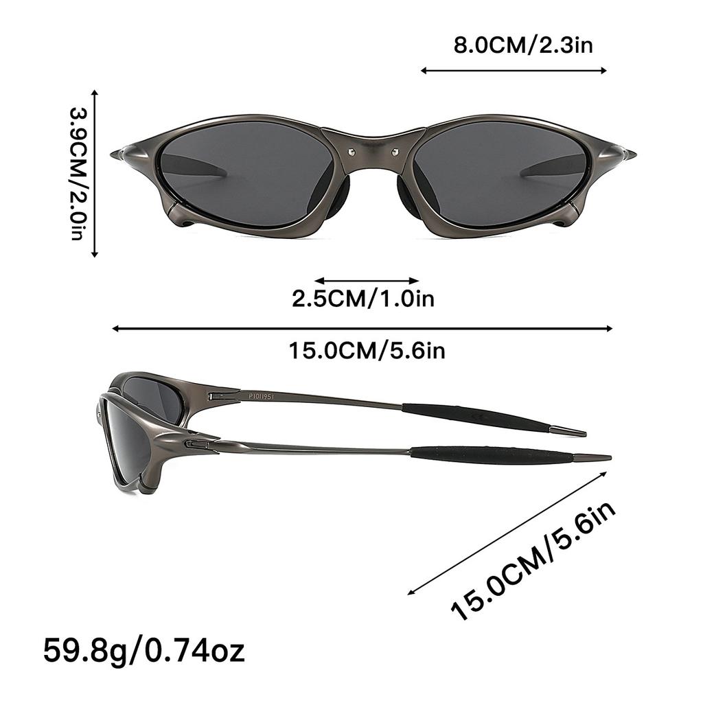 Lunettes de soleil ovales futuristes en métal Gris Sable, Lunettes de soleil style streetwear élégantes, Populaires auprès des influenceurs, Unisexe
