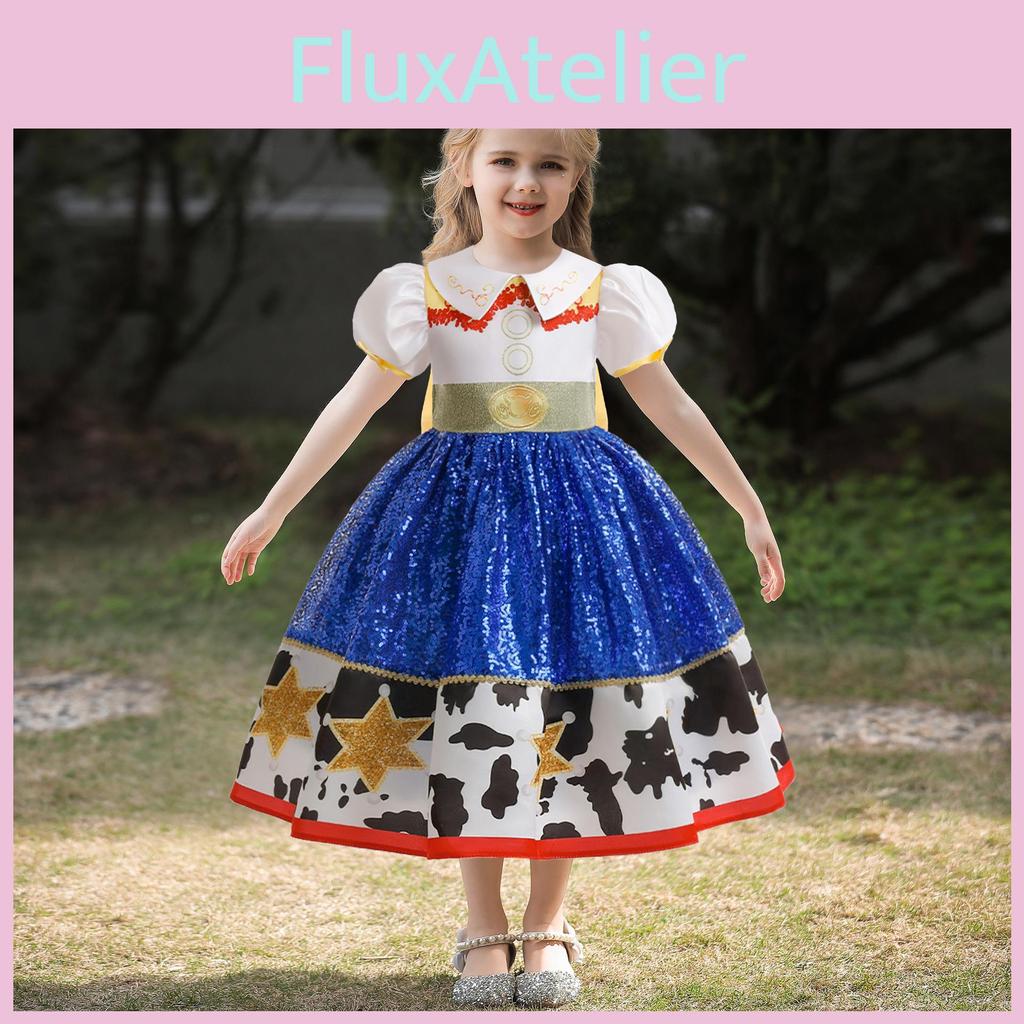 Elegantes europäisches Stil Cosplay Spielzeuggeschichte Türkisfarbenes Prinzessinnenkleid für Mädchen